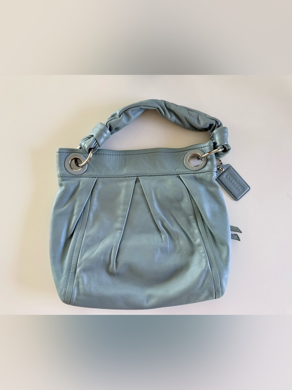 Coach Leather Shoulder Bag Purse Handbag Light Blue Brand New